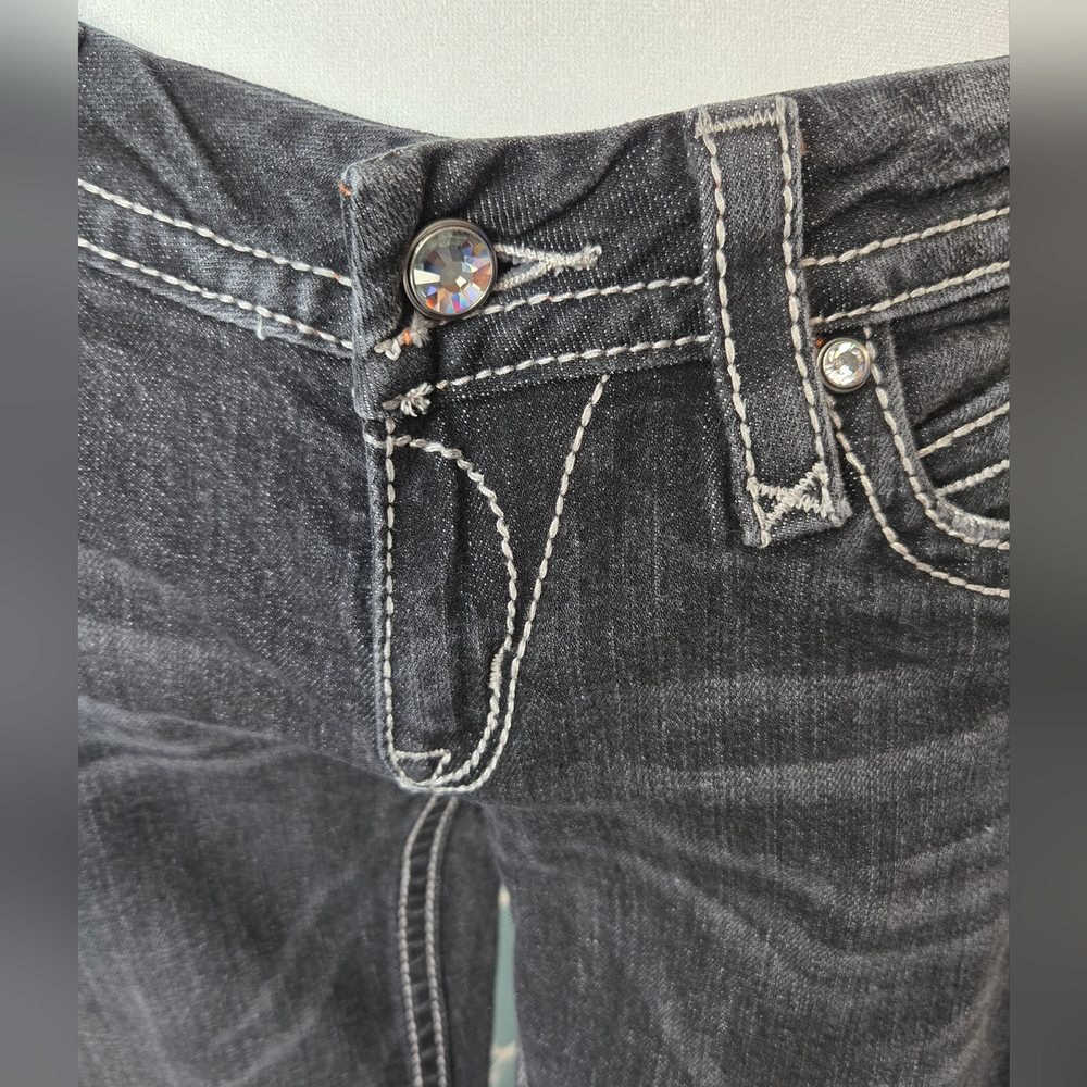 Rock Revival Black Boot Cut Jeans with Ornate Stitching - Picture 5 of 9